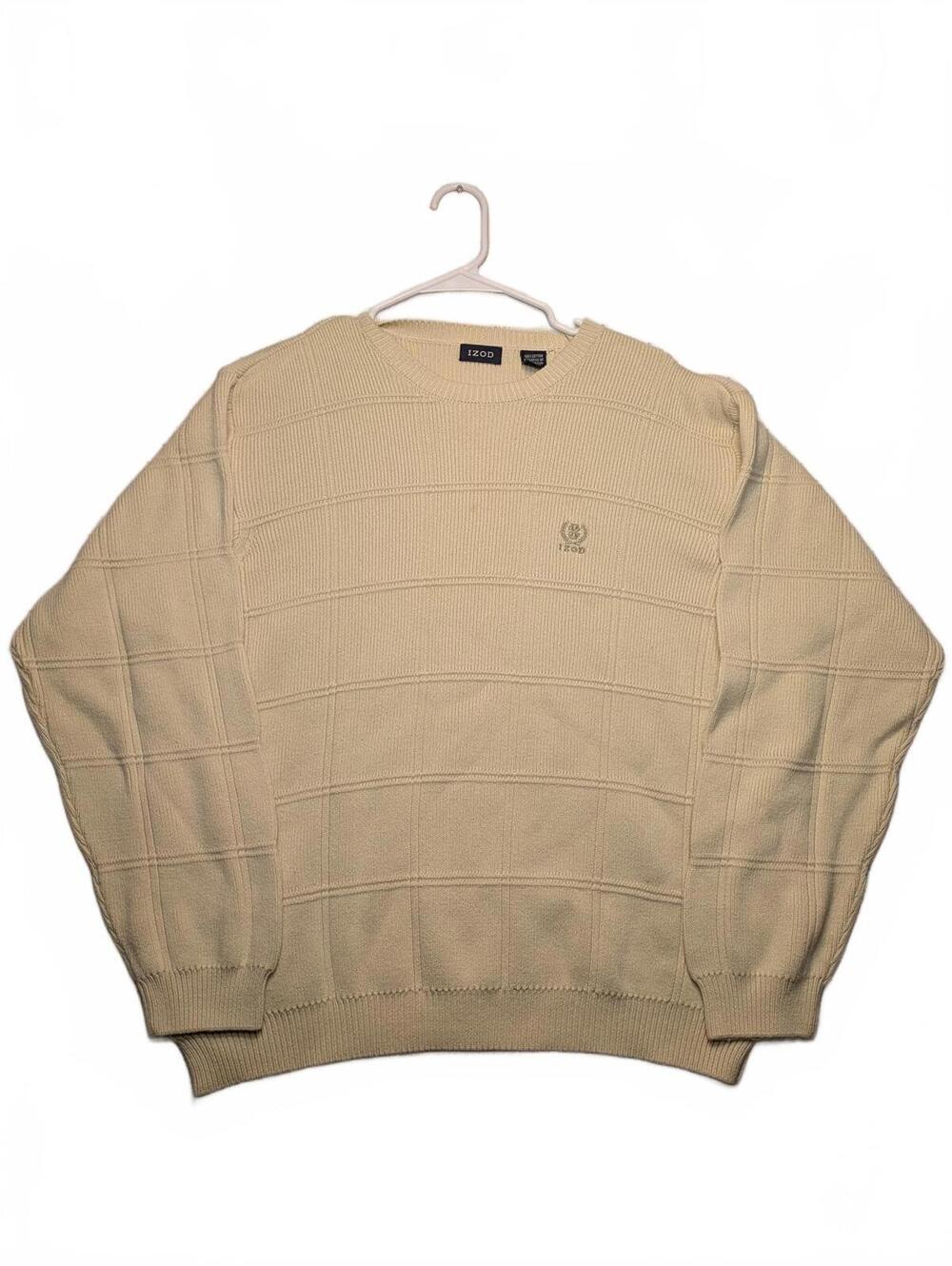 Izod Textured Crewneck Knit Sweater Pullover Classic Mens Large